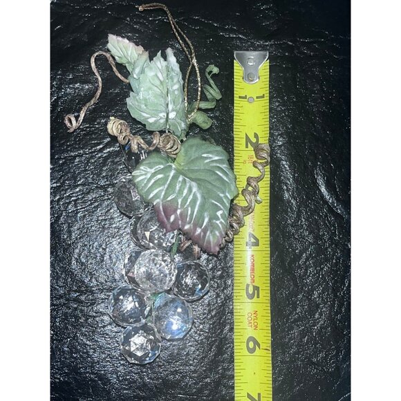 4 Sparkle Grape Cluster Christmas Ornaments Leaves & Gold Accents Vintage - Picture 6 of 7